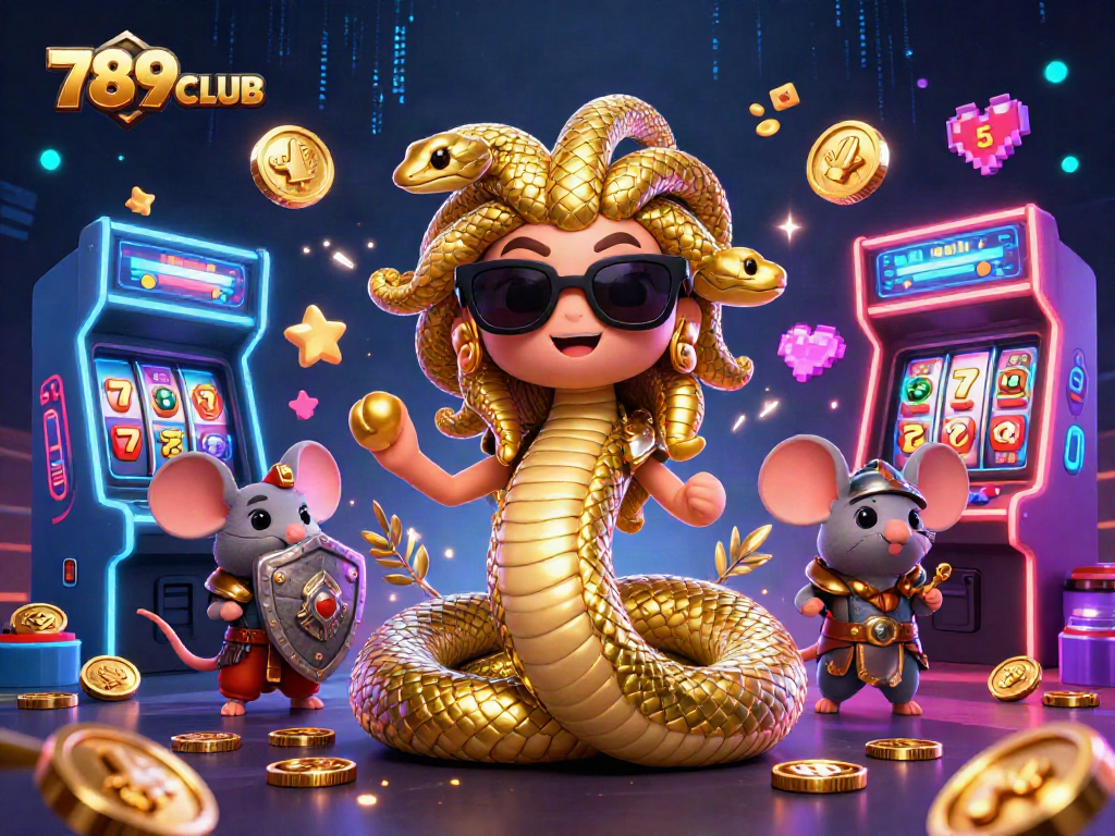 Experience thrilling gameplay at 789CLUB with Medusa and friends amidst dazzling arcade games.