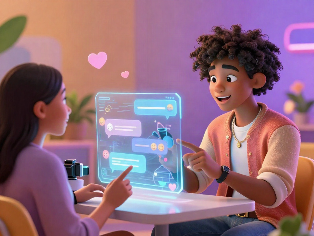 Engaging avatars in a lively AI sex chat, featuring digital interaction elements.