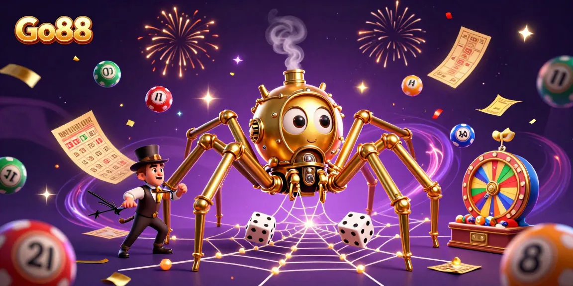 Experience Go88's thrilling gameplay with steampunk elements and dynamic lottery features in this vibrant illustration.