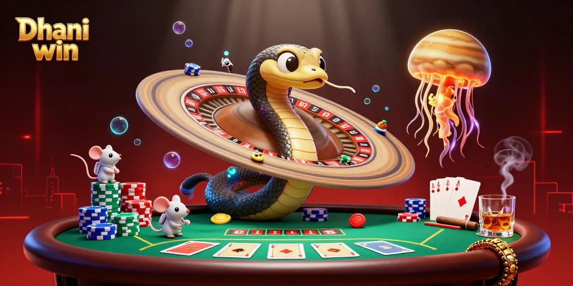 Experience the excitement of Dhani win through this vibrant 3D illustration featuring a cosmic casino scene.
